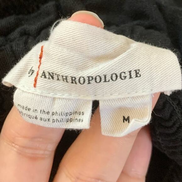 By Anthropologie Strapless Eyelet Jumpsuit Sz Medium Black‎ Chic Beach Pull On - Picture 8 of 10